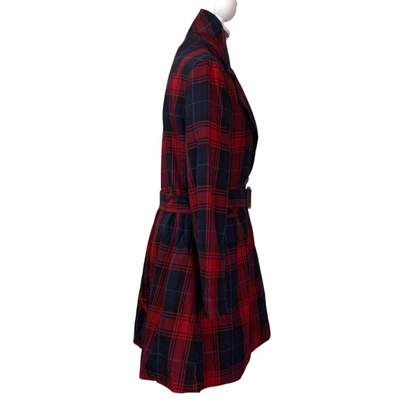 American Living Red Plaid Belted Double Breasted Trench Coat Womens SZ M - Picture 5 of 12